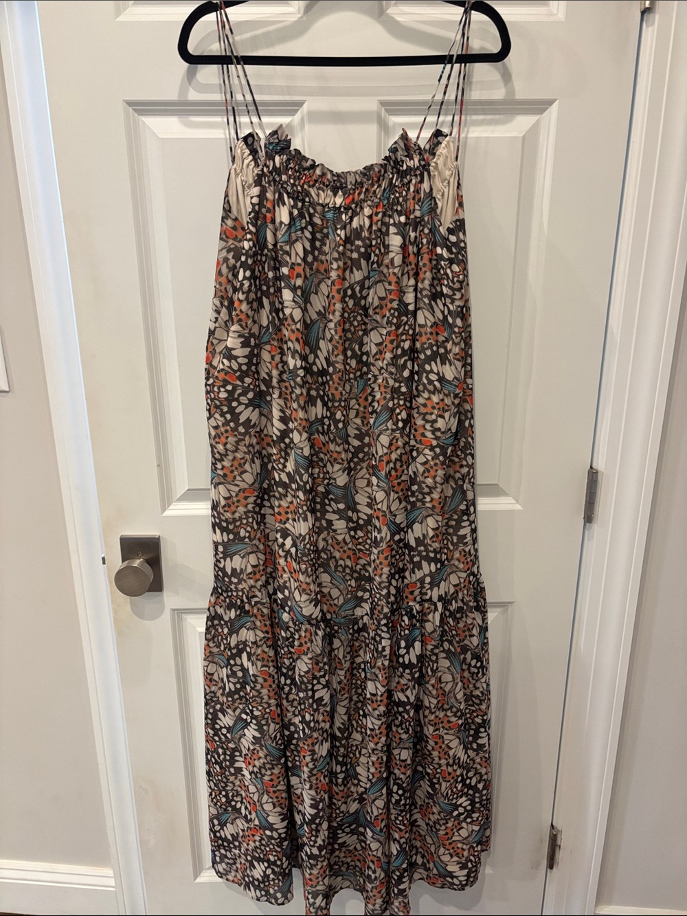 Hutch Floral Maxi Dress in Cream, Brown, Teal & Orange